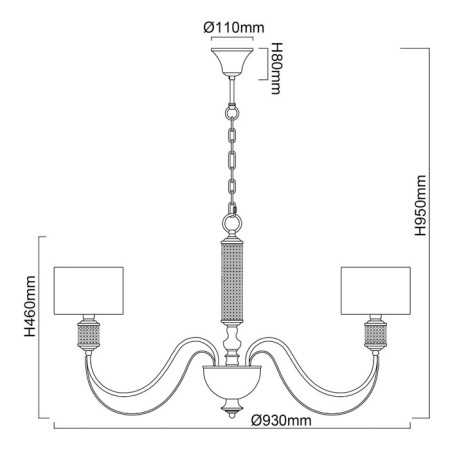 Ontario chandelier, size 95x95x95 cm, 320W 8xe14 IP 20-3
