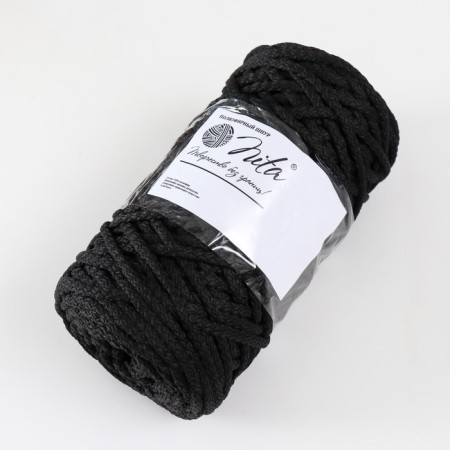 Knitting cord 100% polyester, width 5 mm 100m (black)-2