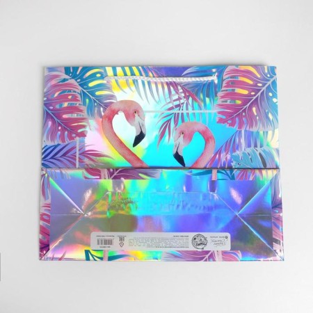 Gift holographic package, packaging, Flamingo, 32 x 26 x 12 cm-3