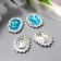 Decor for creativity Metall "Medallion octagonal" blue crystal rhinestones 2x1.5 cm