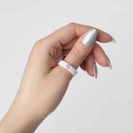 Ring Ceramics "Illusion", 6 mm, white color, 16.5 size-1