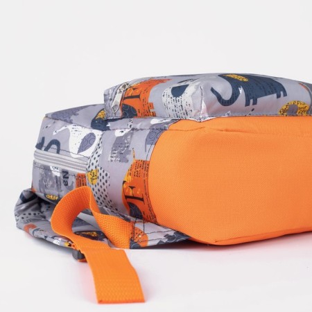 Baby backpack with zipper, external pocket, reflective strip, gray color-2