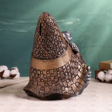 The piggy bank "Goblin with birds" bronze with silver, 26x21x20cm-2