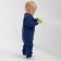 Combineson children with a hat knitted minaku, height 56-62, blue color