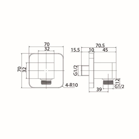 Connection for shower hose IDDIS Slibl00i62, 55 x 70 mm, black-2