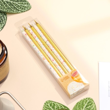 Candles for the Cake "Confetti", 12 pcs, gold and white-4