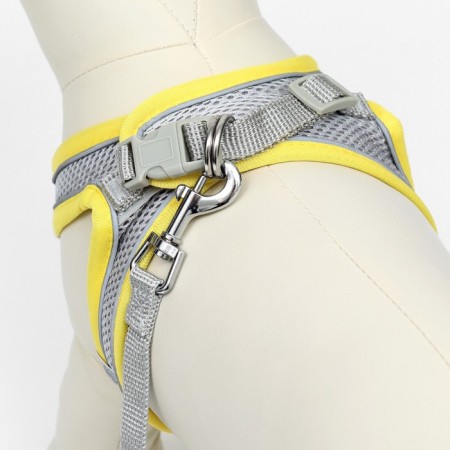 A set with a soft harness, fast-open, m, leash 150 x 1.5 cm, Osh 38-44 cm, og 44-50 cm, yellow-2