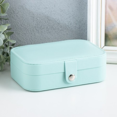 Casket to the leatherette for jewelry "Matte surface" turquoise 16x11x5 cm