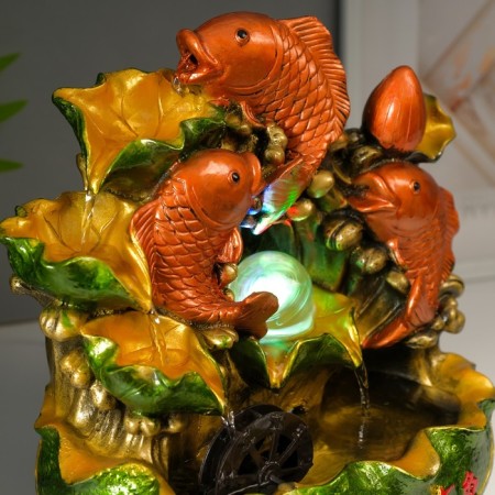 The desktop fountain from the network, the backlight "Three carps" 32x29x19 cm-7