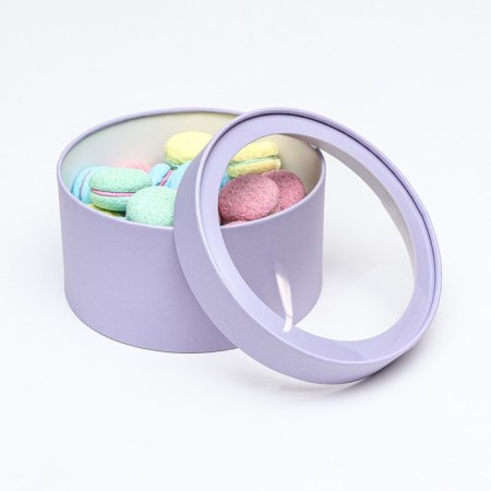 Gift box "Frilly" pale purple, hooked with a window, 21 x 11 cm-2