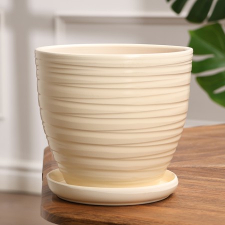 Flower "Tenderness" Pot Beige 2.4 liters