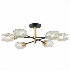 Ceiling EVOLUCE lamp. Sle155502-06. Gloa. 6x40 watts, E14, 68x68x22 cm, black color, brass