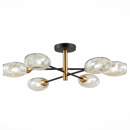Ceiling EVOLUCE lamp. Sle155502-06. Gloa. 6x40 watts, E14, 68x68x22 cm, black color, brass