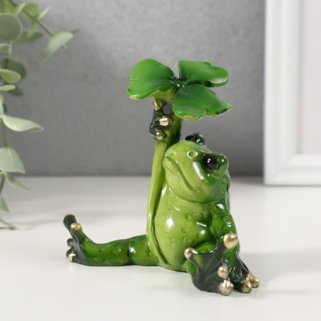 Souvenir Polystone Lak "The Frog is sitting under the leaf" 8.8x5x8.5 cm-3