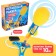 Flying rocket with launch, blue tractor