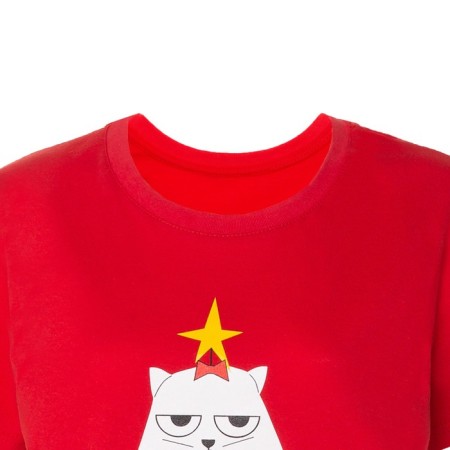 Women's T -shirt "Cat", red color, size 50-7