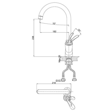 Kitchen mixer D&K Venice Baciano DA1032456, single -leaf, white/chrome-1
