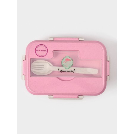 Lunch-Boxing Plastic Dolyana "Flamingo", 22 × 16 × 7.5 cm, 2 compartments, fork, spoon, color mix-6
