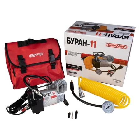 Car compressor Skyway "Buran-11", 60 l/min with crocodiles, 3 nozzles, bag, 10 atm 97563