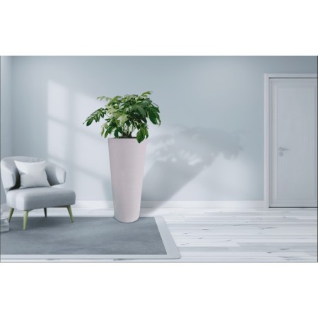 High pots with drainage liner, 52l white stone 36.1x36.1x80cm-1
