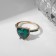 Ring "Jewel" heart, green color in gold, size 16
