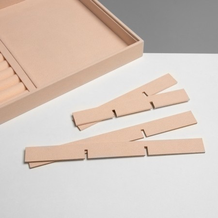 A decoration stand for 9 cells and 12 strips for rings, phlock, 35 × 24 × 3 cm, beige color-3