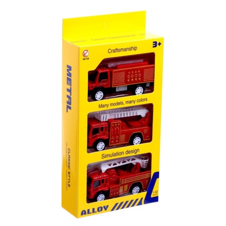 Set of metal machines "Fire Brigade", inertia, 3 pieces-6