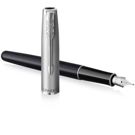 Fright pen Parker Sonnet Sand Blasted Metal & Black Lacquer, 0.8mm, Chern, UD/UP 2146864 1032847-1