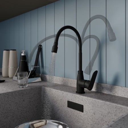 MILARDO MILARDO M07BL2FM05 kitchen mixer, pouring 180 mm, flexible spout and shower nozzle, black mA-2