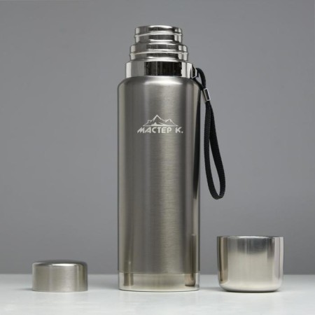 Thermos, 1 l, the journey "Master K.", with a circle, retains heat 48 hours, chrome-1