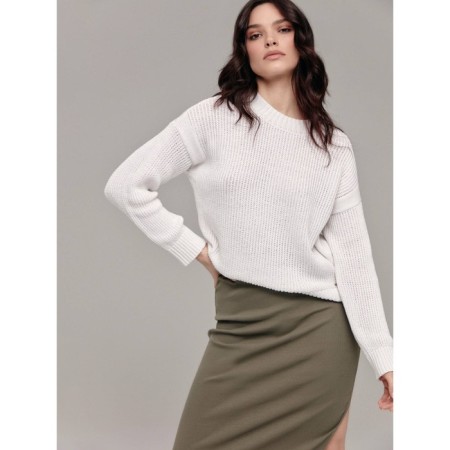 Female jumper made of yarn with cotton CONTE Elegant, size L, color White