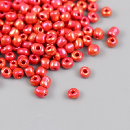 Glass beads 6/0 "chameleon. Red-orange" effect of ceramics 30 grams