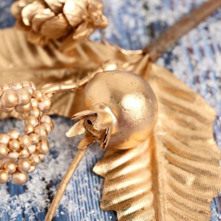 Decor "Winter charm" berry berries in gold, 14 cm-1