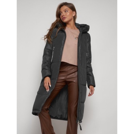 Coat insulated winter female, size 50, dark gray color-8