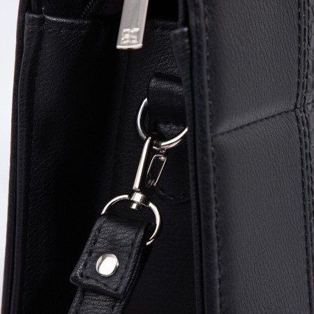 Women's bag El Masta with a zipper, external pocket, long belt, black color-5