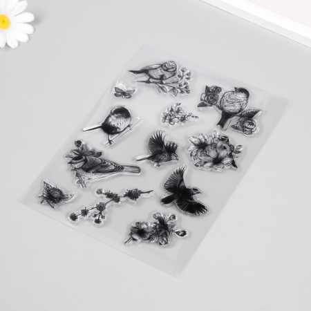 Stamp for creativity "Birds and flowers" 14.5x20x0.3 cm-1