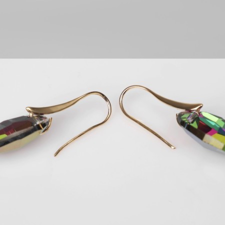 Earrings with rhinestones "Illusion" oval, color mix-3