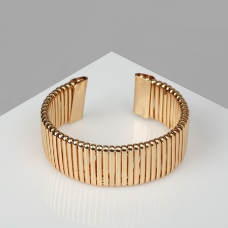 Bracelet Metal "relief" wide, 2.5 cm, color gold-1
