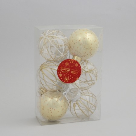 Set of balls plastic D-8 cm, 6 pcs "Winter Valley" Gold-1