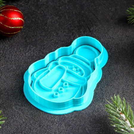 Books Form "Snowman", Cutting, Stamp, Blue Color-2