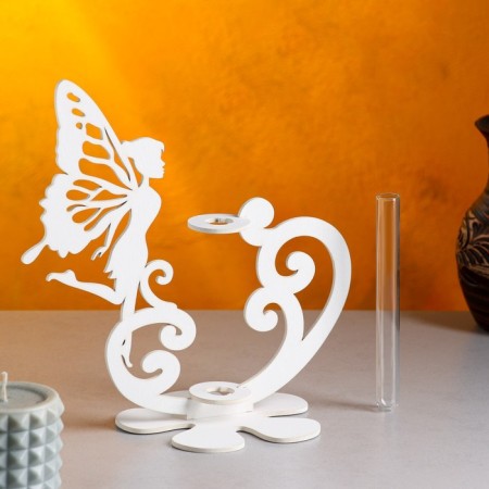 Kashpo wooden 13.5 × 13 × 24 cm with 1 flask "Fairy", white give beautifully-4