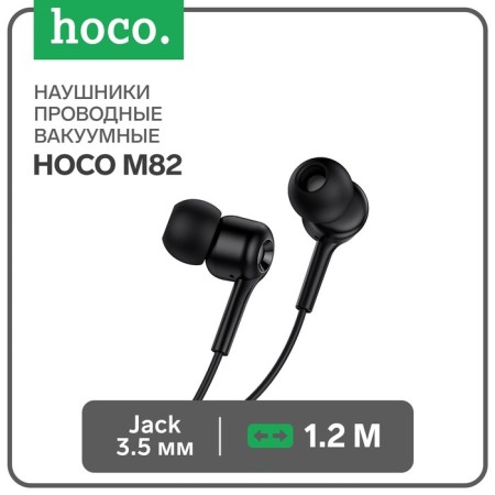 Hoco M82 headphones, wired, vacuum, microphone, jack 3.5 mm, 1.2 m, black
