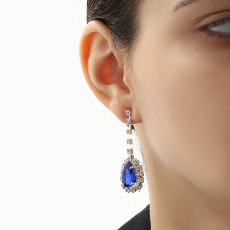Set 2 objects: earrings, necklace "elite" drops of triangle, blue-white color in silver, 40 cm-4