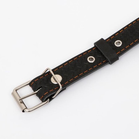 Collar leather reinforced with a kapron with a half-ring, 55 x 3 cm, Osh 30-57 cm, black-3