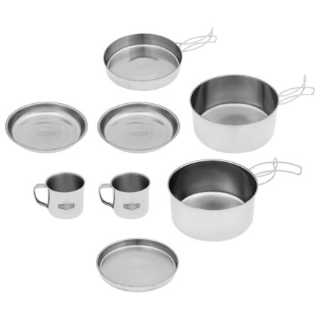 Set of dishes Maclay, hiking: 2 circles, 2 bowls, pan, 2 pots, stainless steel-9