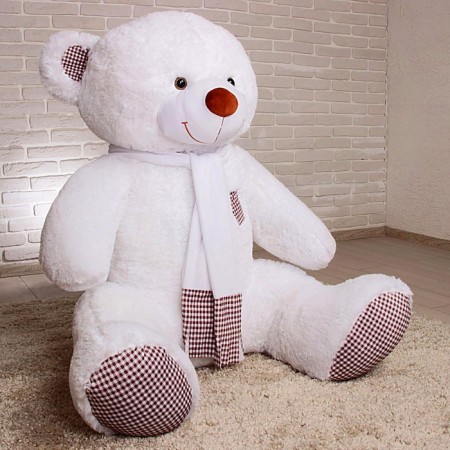 Soft toy "Bear Tuffy", 150 cm, white color-1