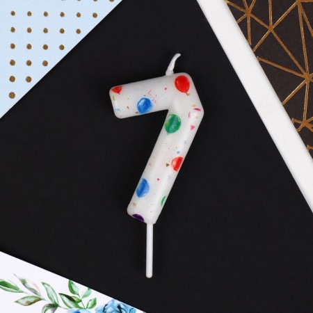 Candle for the cake, number "7", with balls, 5.5 x 8 cm.-2