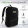 Young backpack from textiles with a zipper, waterproof, 2 pockets, black/green color