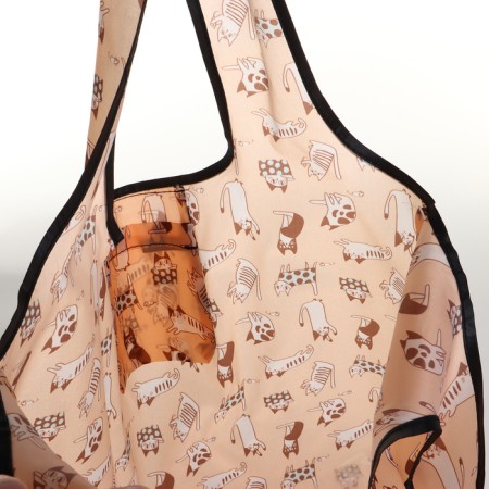 Household bag without fastening, folding, beige color-2