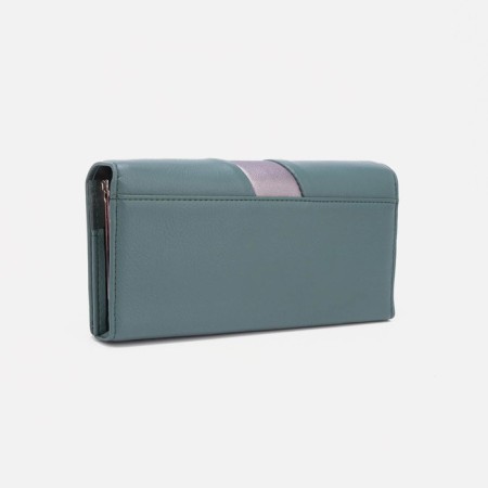 Women's wallet on magnets, green color-1